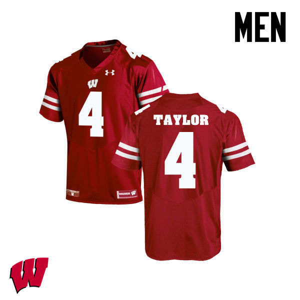 Men Wisconsin Badgers #84 A.J. Taylor College Football Jerseys-Red - Click Image to Close